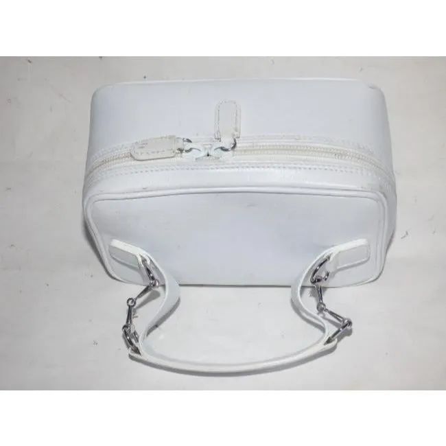 Gucci Vintage White Leather Zip Top Satchel